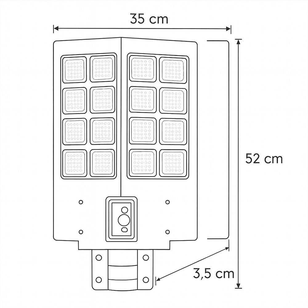 Lampione faro pannello solare 1600W con palo sensore di passaggio IP66 - ambraled