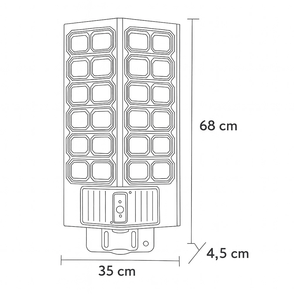Lampione faro pannello solare 2400W con palo sensore di passaggio IP66 - ambraled