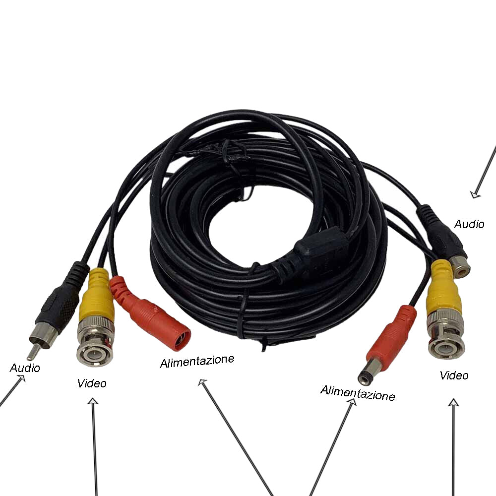 Cavo BNC per telecamere 10 MT videosorveglianza audio e video RCA - ambraled