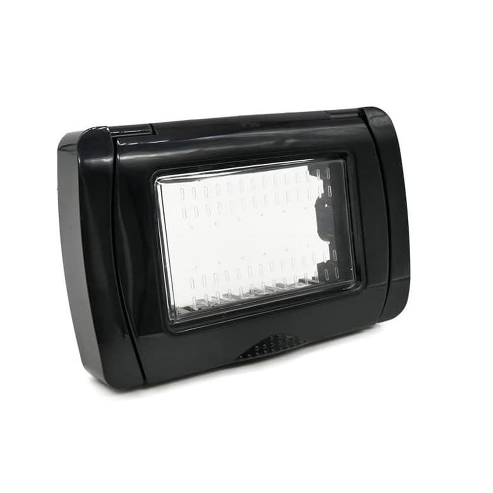 Placca idrobox IP55 nero 3 posti per living light international 503 - ambraled