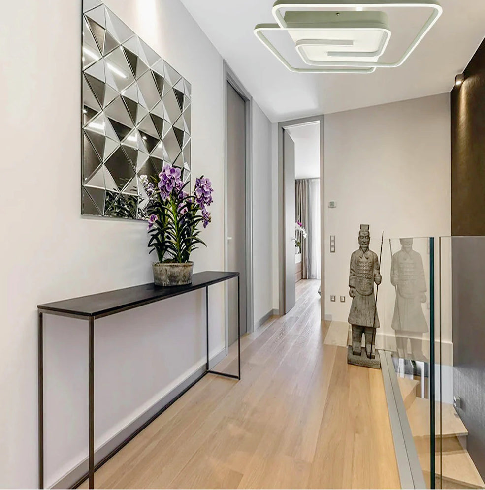 Plafoniera LED quadrata 48W - Design spirale bianco e oro, luce fredda 6500K - ambraled