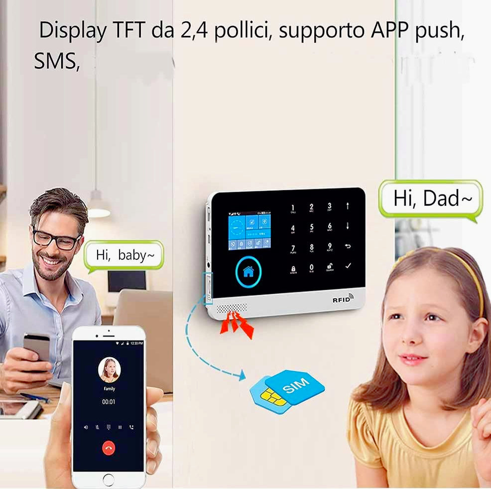 Sistema allarme sicurezza GSM wireless con app e notifiche SMS - ambraled