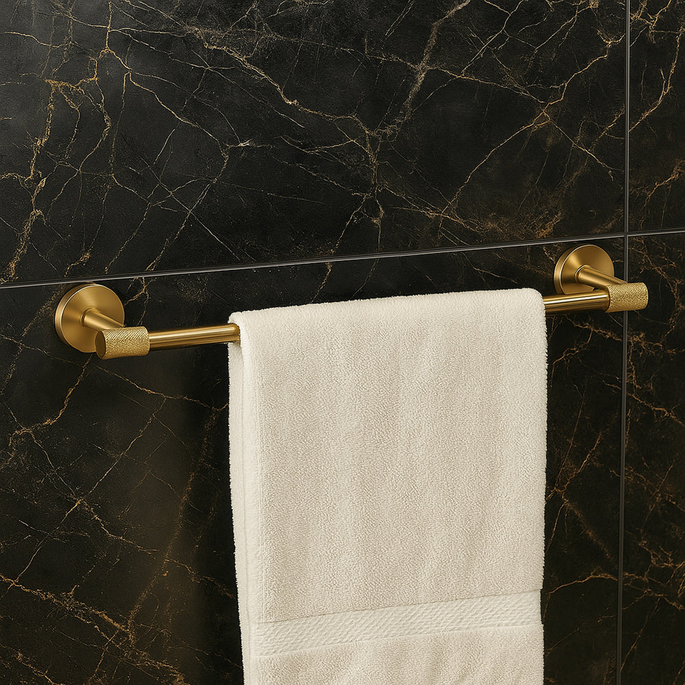 Porta asciugamani lungo da 40 e 60 cm in acciaio oro modello Stella