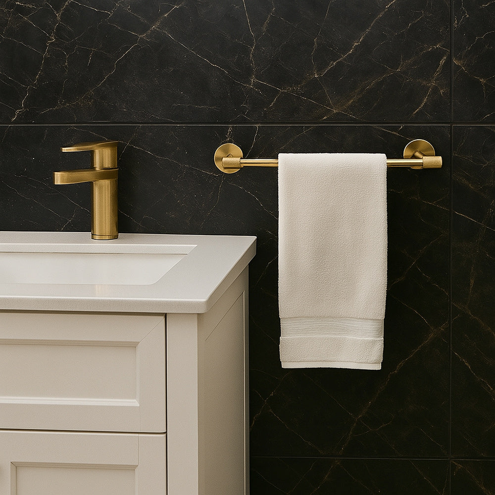 Porta asciugamani lungo da 40 e 60 cm in acciaio oro modello Stella