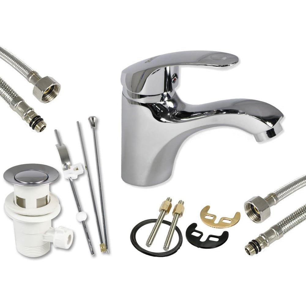 Rubinetto per lavabo da bagno in ottone cromato modello Napoli
