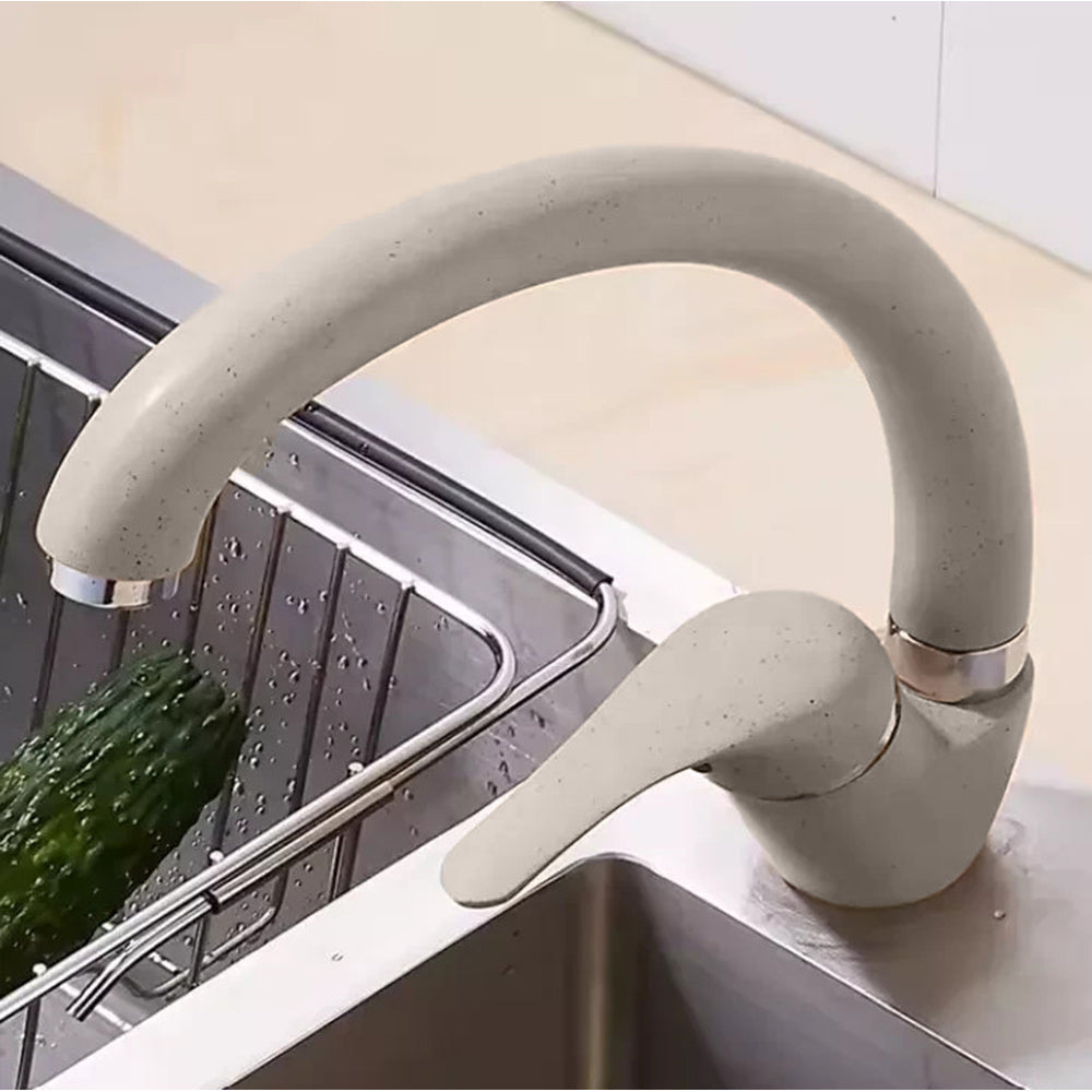 Rubinetto da cucina canna alta orientabile moderno colore avena