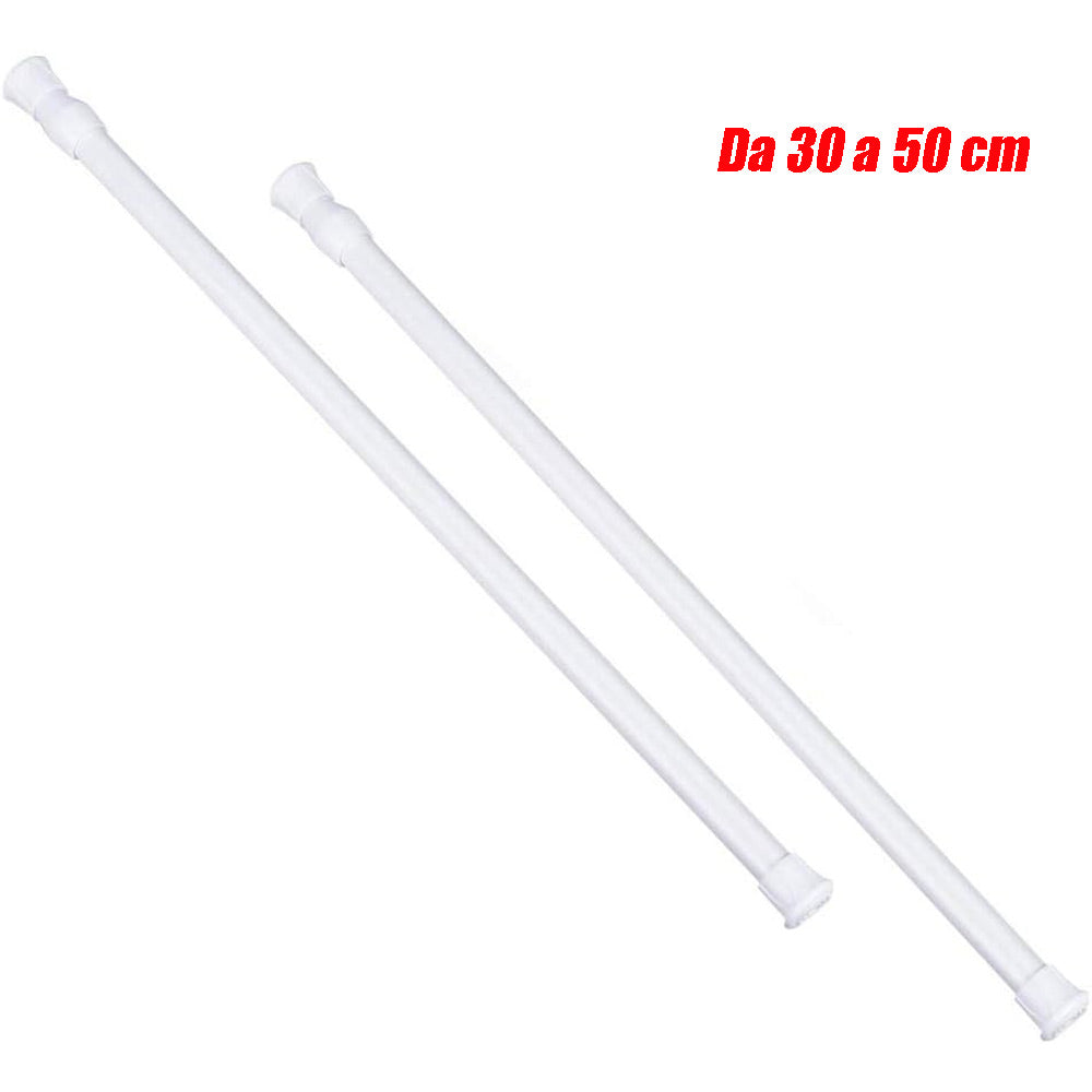 Bastone tenda finestra 2 pz – allungabile con ganci varie misure - ambraled