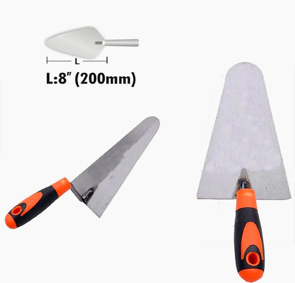 Cazzuola 200mm – acciaio, punta tonda, manico antiscivolo - ambraled