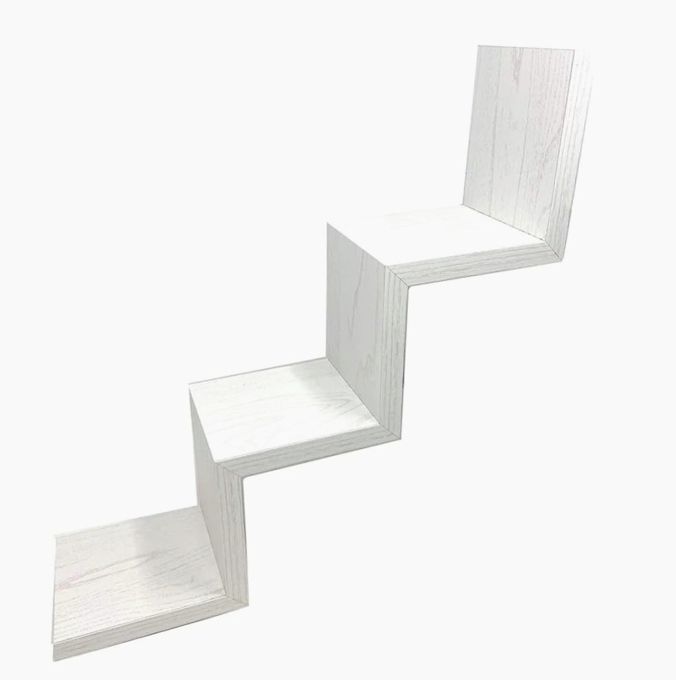 Mensola a zig-zag MDF – rovere sbiancato 3 ripiani - ambraled