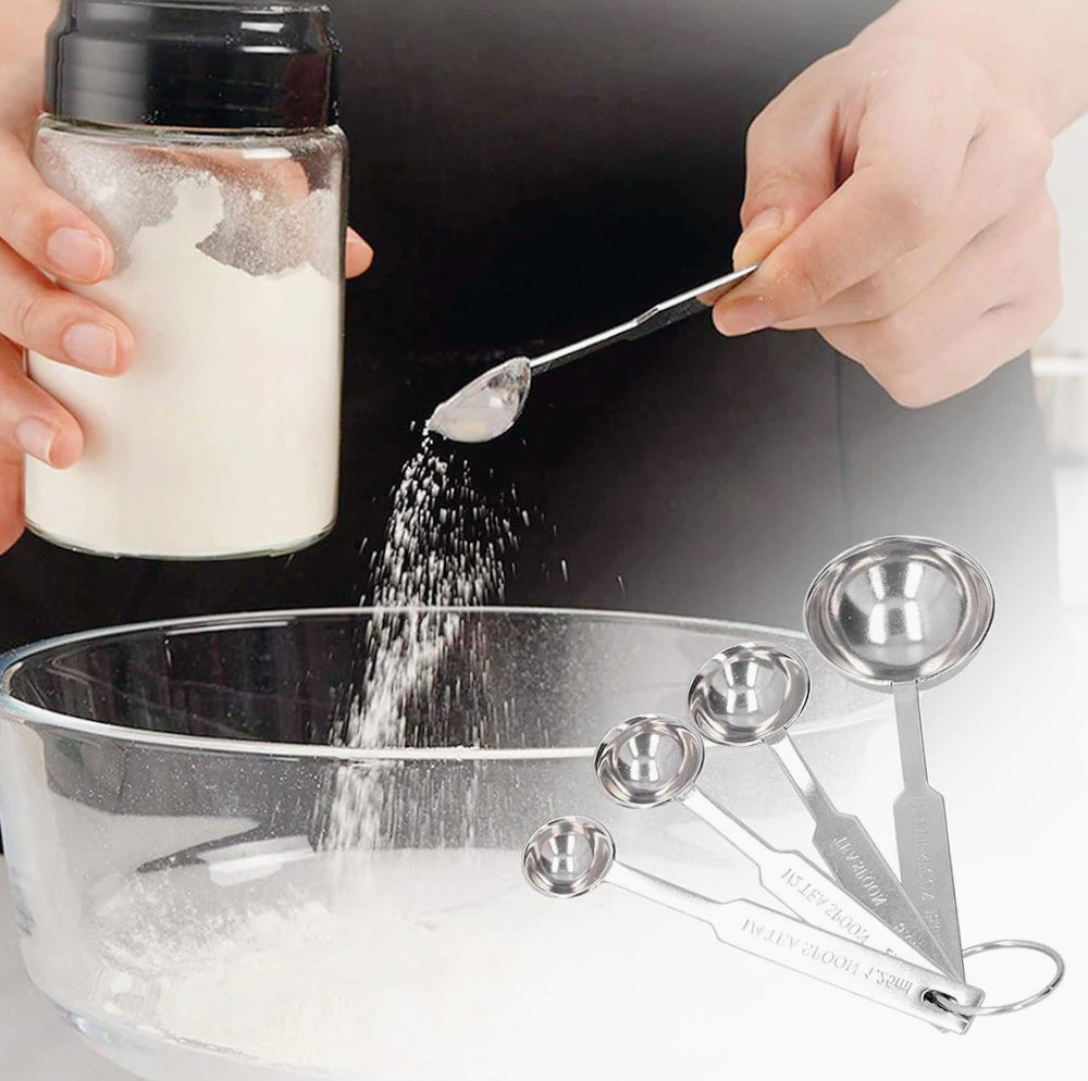 Set 4 cucchiai dosatori per liquidi e solidi in acciaio inox - ambraled