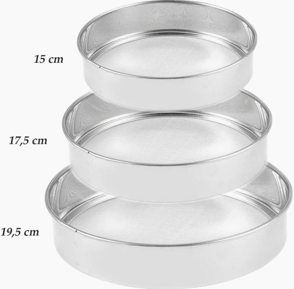 Set 3 setacci rotondi da cucina per farina, zucchero e cacao - ambraled