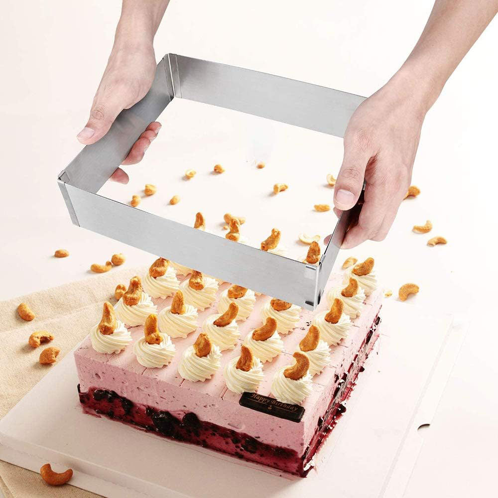 Stampo per torte anello quadrato per dolci mousse cake design 2 pezzi - ambraled