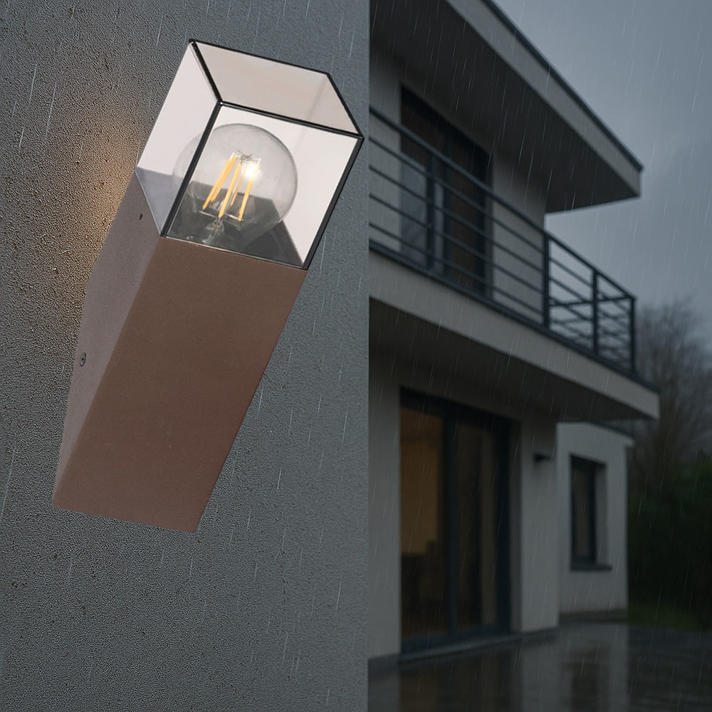 Applique a muro oblique per esterno E27 balcone terrazzo IP44 ruggine