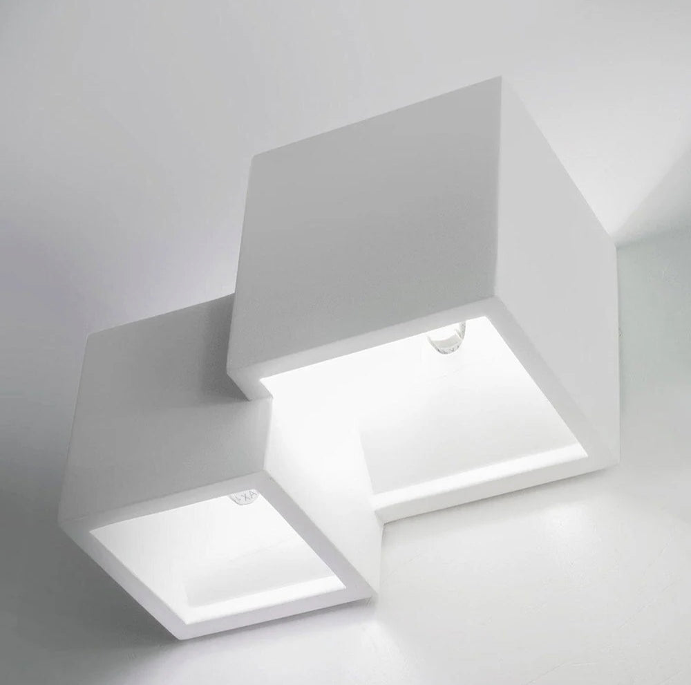 Applique in gesso 2 cubi – Doppia emissione di luce up & down con attacco G9 - ambraled