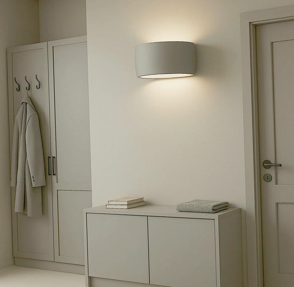 Applique ovale in gesso per parete con doppia emissione luce R7S – Illuminazione decorativa - ambraled
