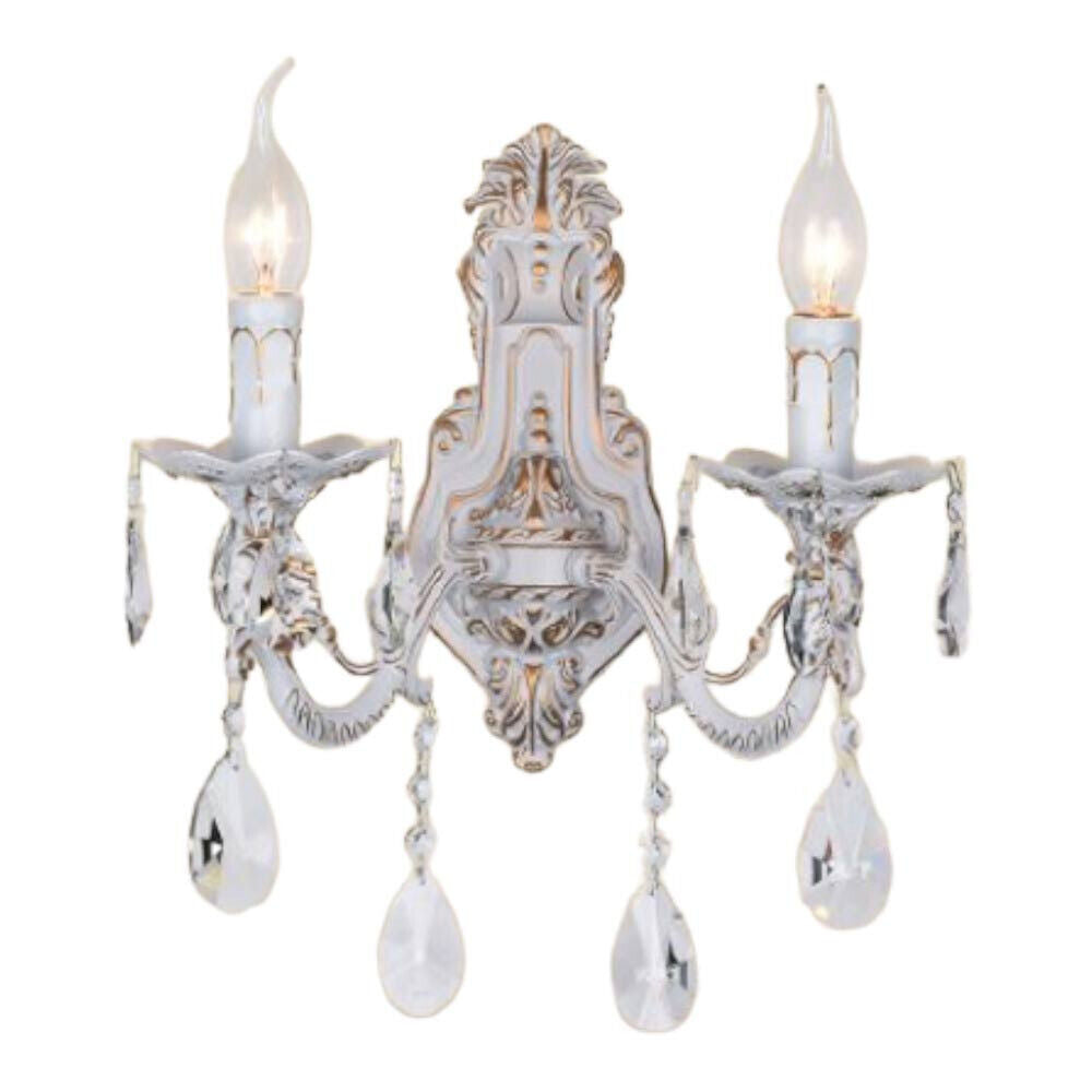 Applique candelabro retrò con pendenti – 1 o 2 bracci, attacco E14 - ambraled