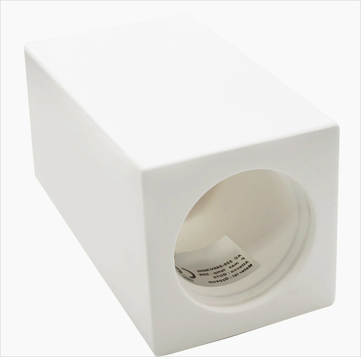 Applique soffitto in gesso verniciabile – Forma cilindrica o cubica, supporto GU10, misure 9x7 cm - ambraled