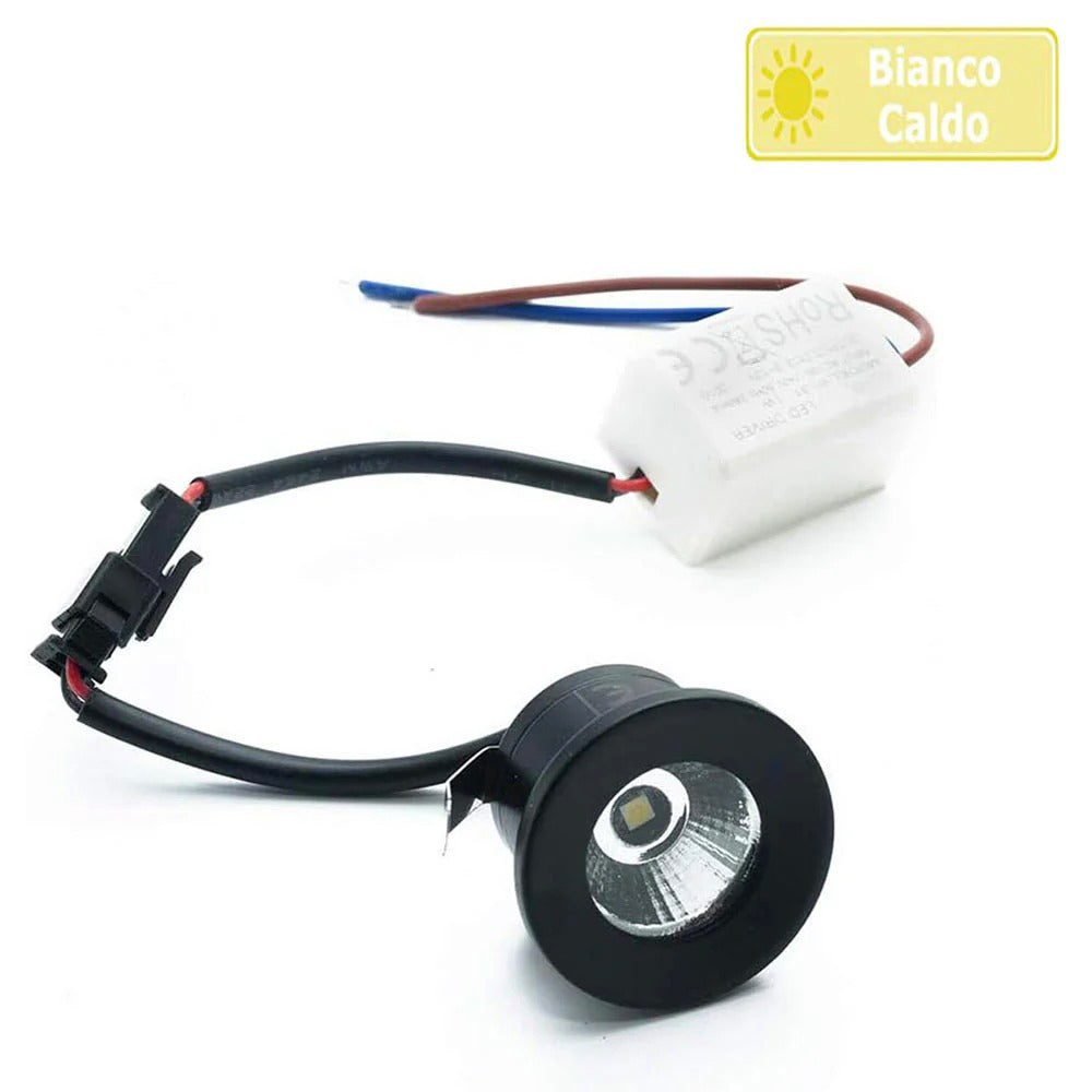 Faretto LED COB incasso 1W – mini spot 3000K/4000K/6500K tondo - ambraled