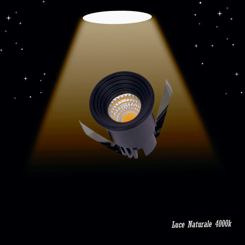 Faretto LED incasso 3W – 3000K/4000K/6500K nero tondo - ambraled