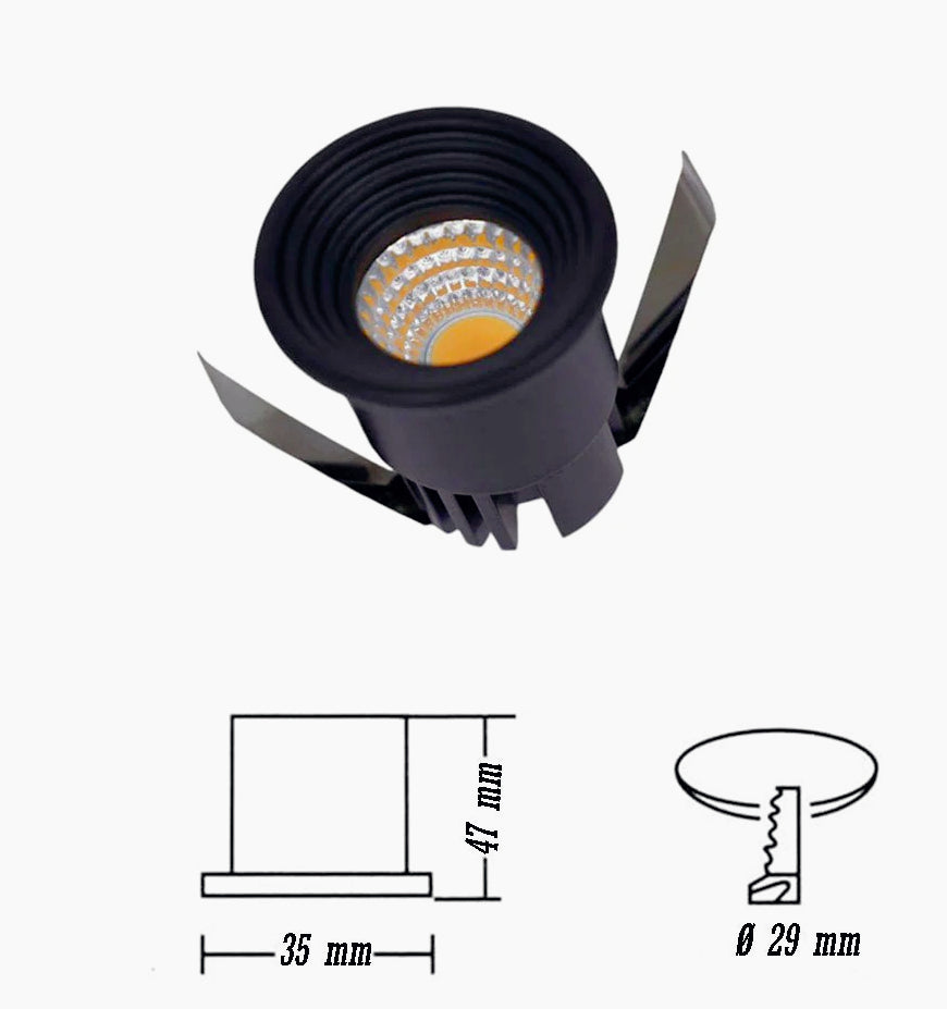 Faretto LED incasso 3W – 3000K/4000K/6500K nero tondo - ambraled