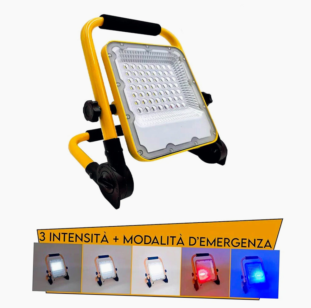 Faro LED da lavoro 50W – ricaricabile emergenza 6500K IP65 - ambraled