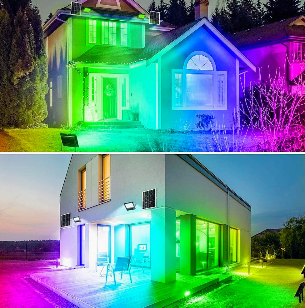 Faro solare LED 30W – RGB telecomando crepuscolare IP65 - ambraled