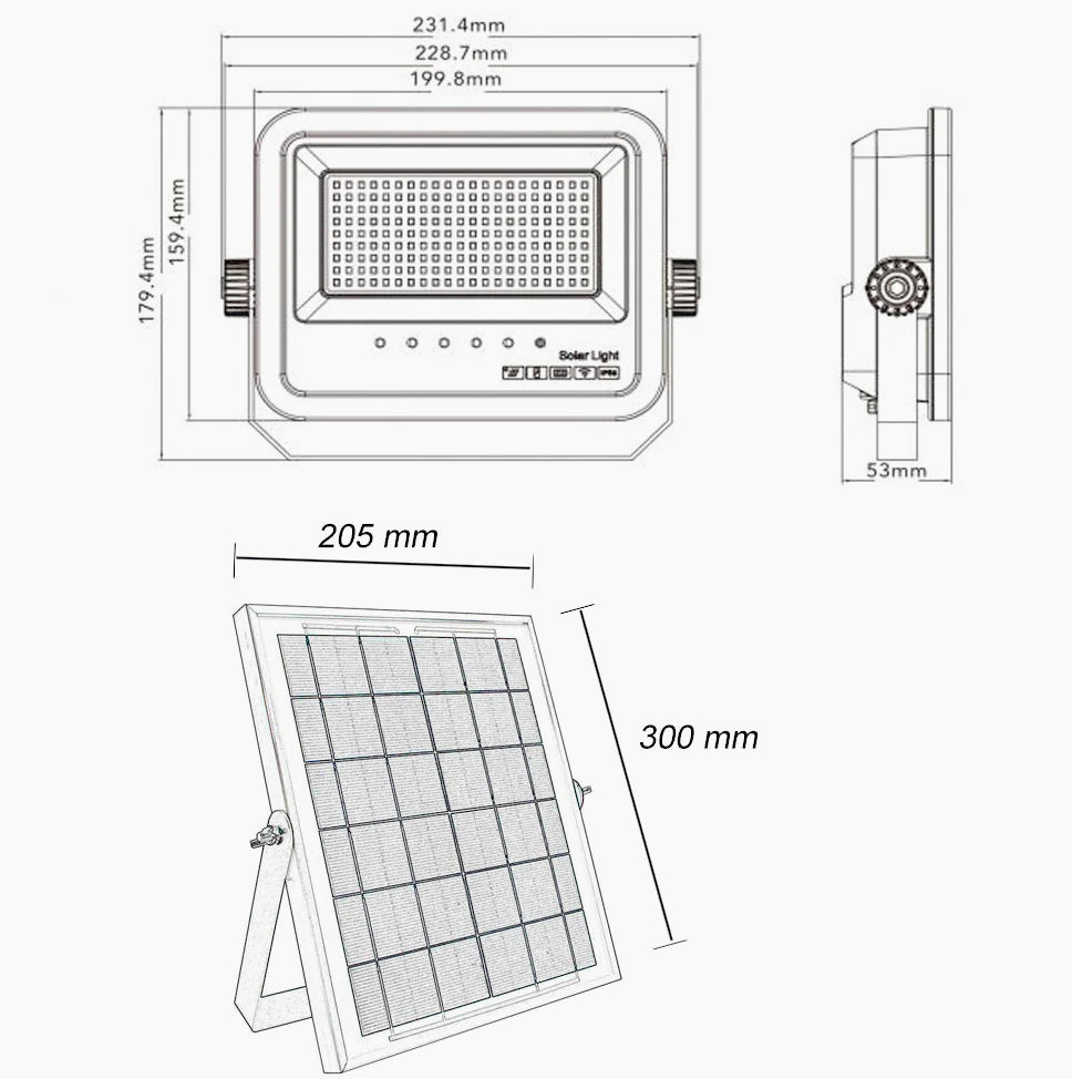 Faro solare LED 30W – RGB telecomando crepuscolare IP65 - ambraled
