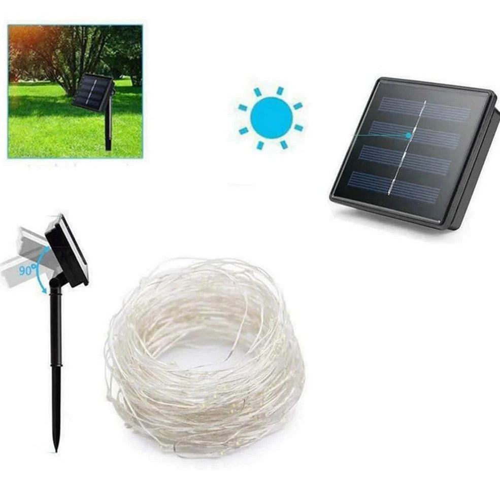 Filo LED 10M 100 luci – solare con picchetto e colori luce - ambraled
