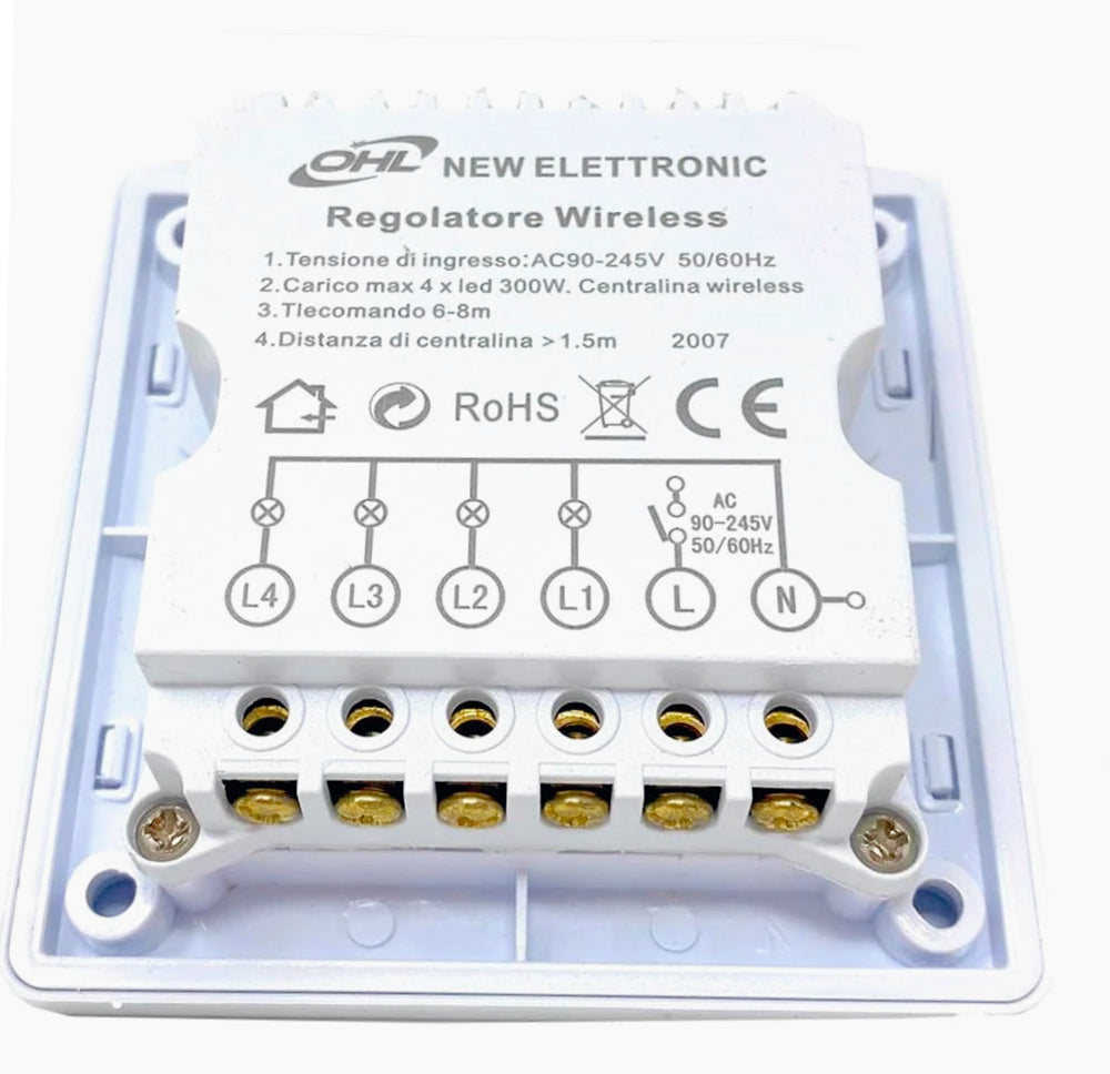 Interruttore luci con telecomando wireless controllo a distanza 4CH - ambraled