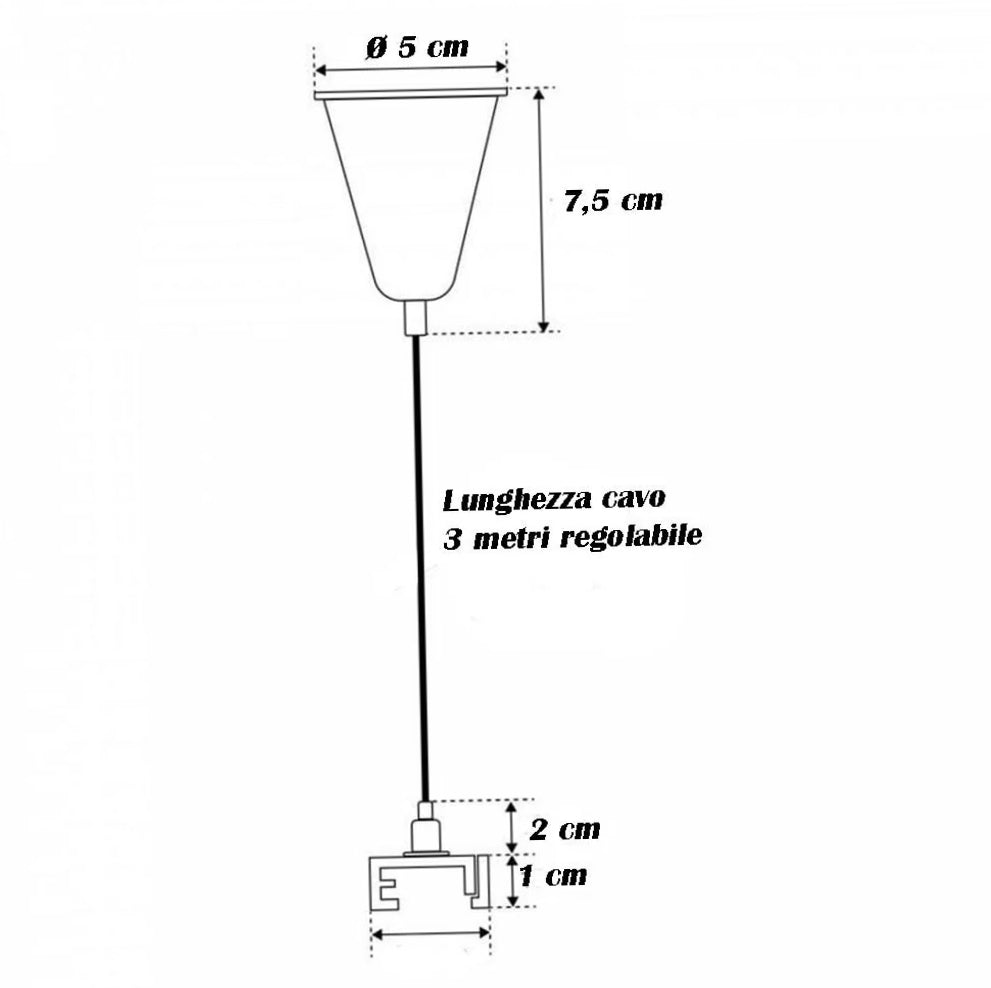 Kit 2 sospensioni binari trifase – cavo 3m regolabile - ambraled