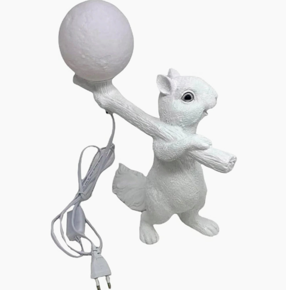 Lampada da tavolo a forma di scoiattolo – Con paralume a luna e attacco G9 - ambraled