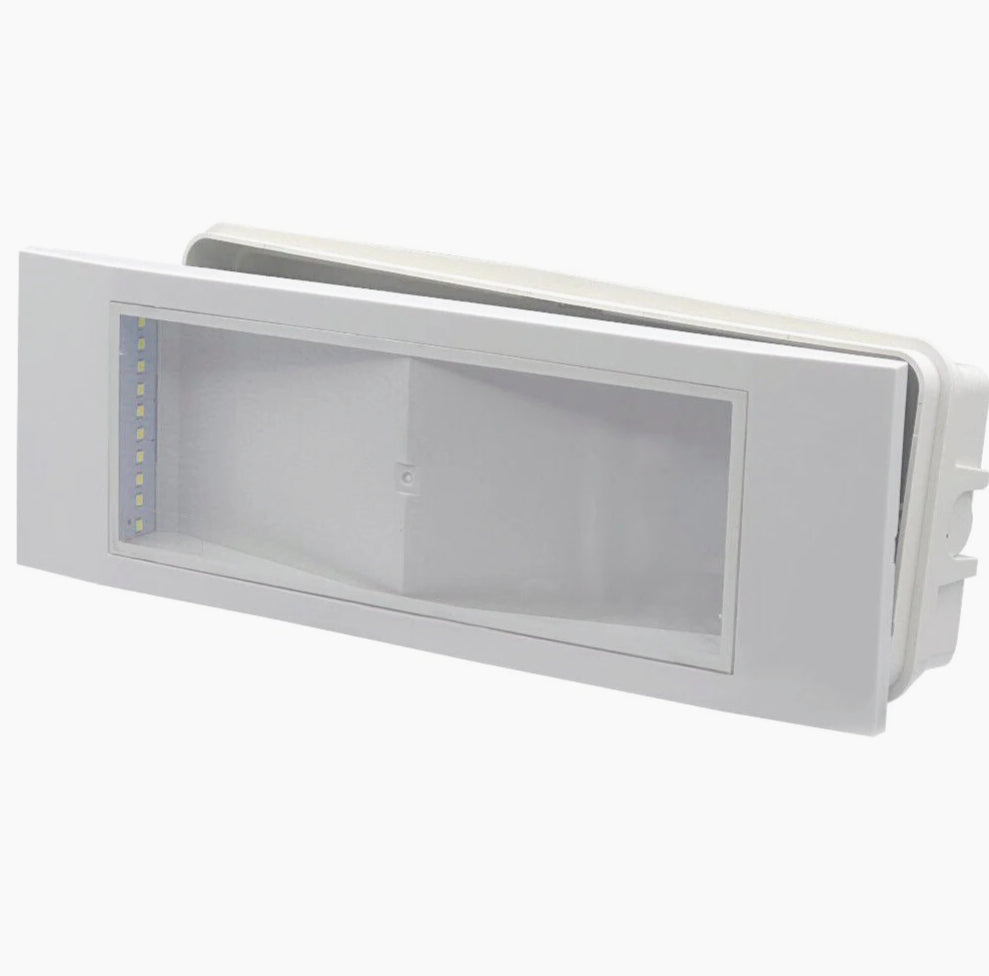 Lampada LED da incasso di emergenza 5W – Bianca fredda 6500K con 4 pittogrammi di sicurezza - ambraled