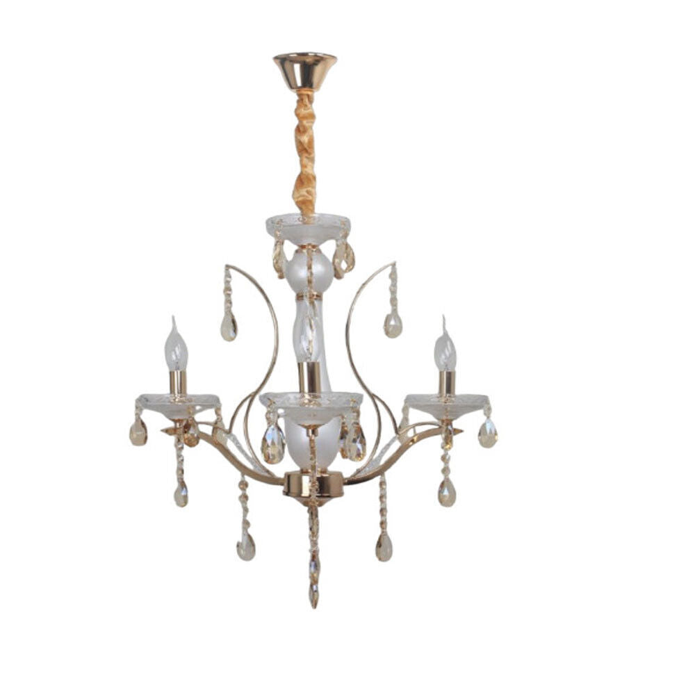 Lampadario a 3/5/8 bracci – Finiture bianco perlato e oro, pendenti decorativi E14 - ambraled