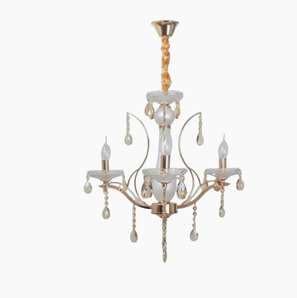 Lampadario a 3/5/8 bracci – Finiture bianco perlato e oro, pendenti decorativi E14 - ambraled
