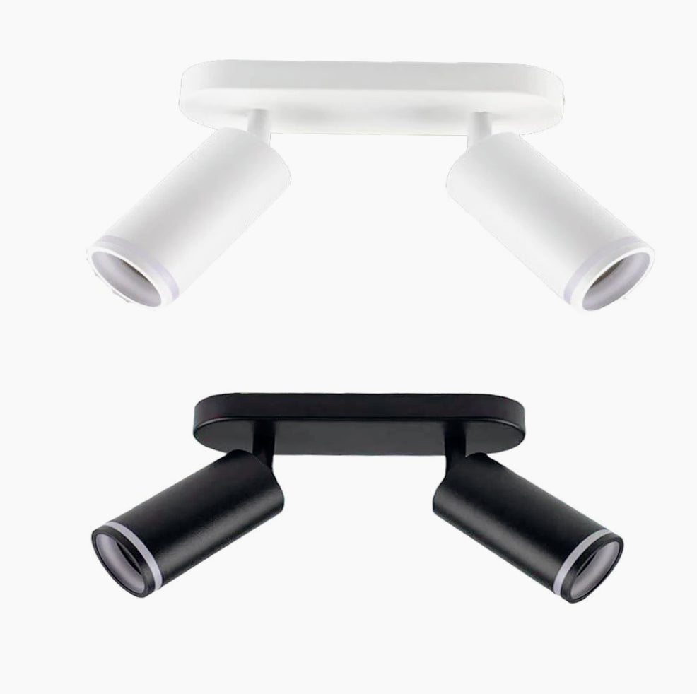 Plafoniera orientabile a 2 diffusori GU10 (installazione su soffitto o parete) - ambraled