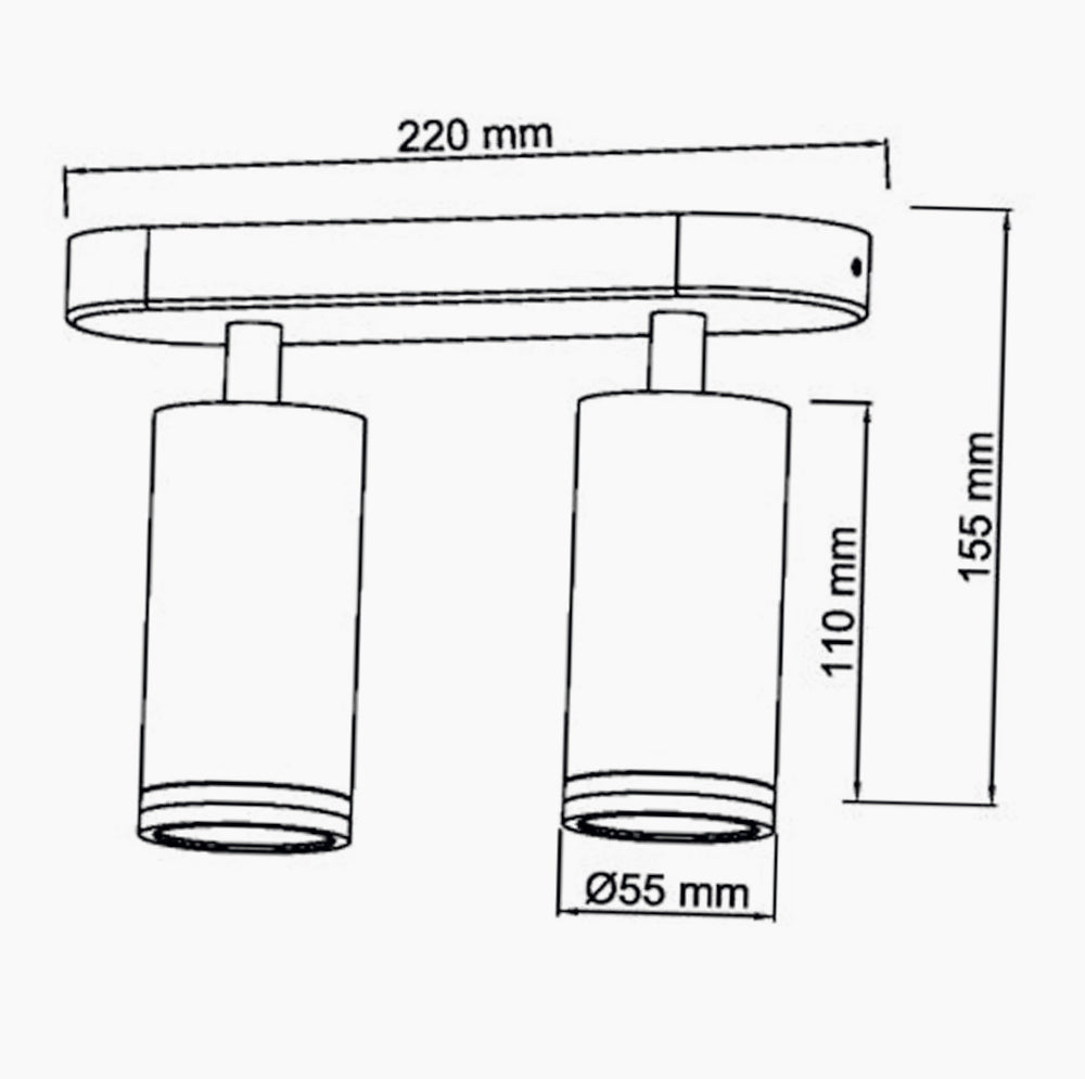 Plafoniera orientabile a 2 diffusori GU10 (installazione su soffitto o parete) - ambraled