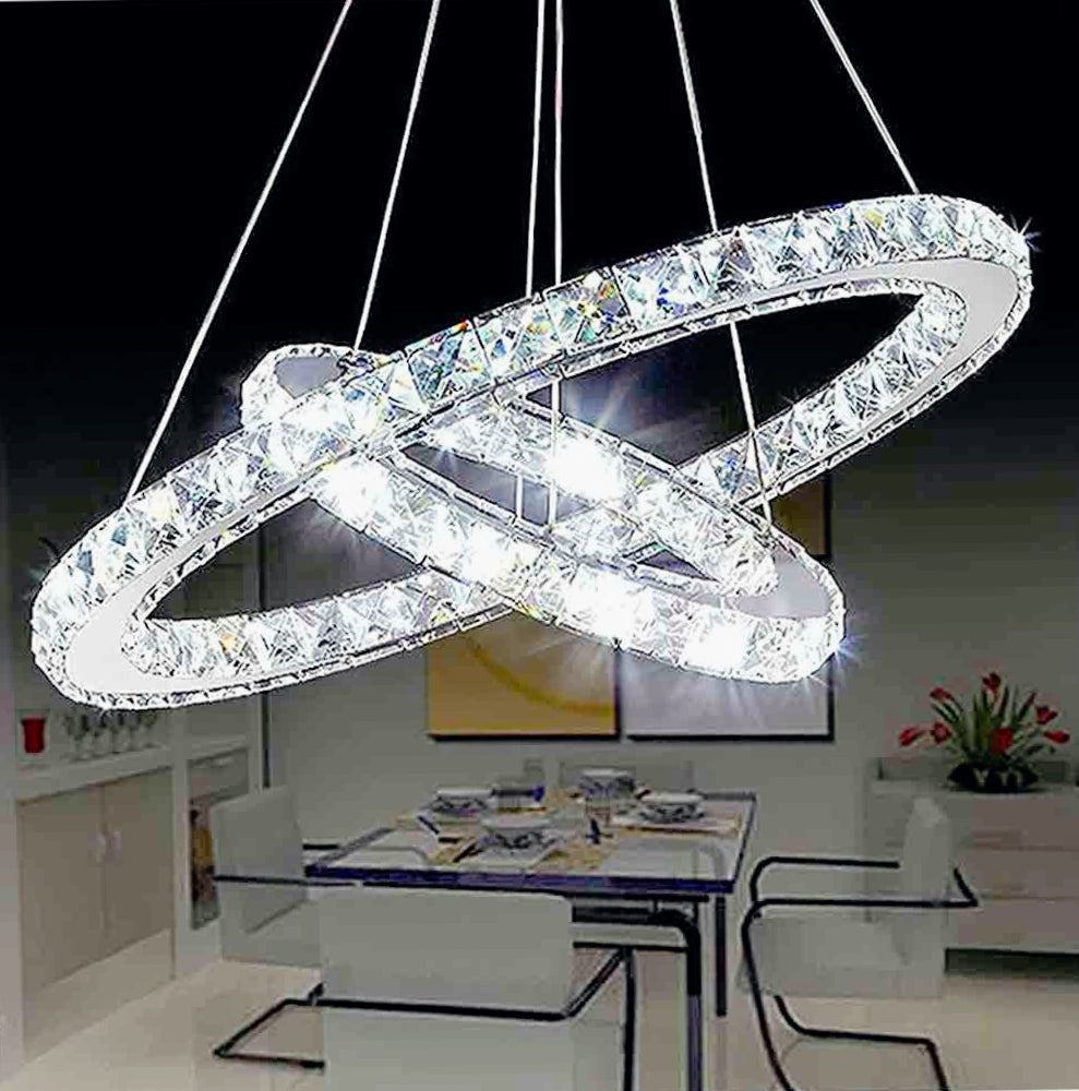 Lampadario a LED 40W – Metallo e cristalli in acrilico, luce 6500K (fredda) - ambraled