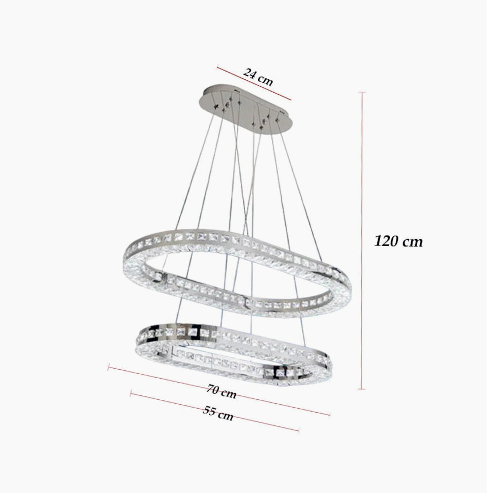 Lampadario a LED 40W – Metallo e cristalli in acrilico, luce 6500K (fredda) - ambraled