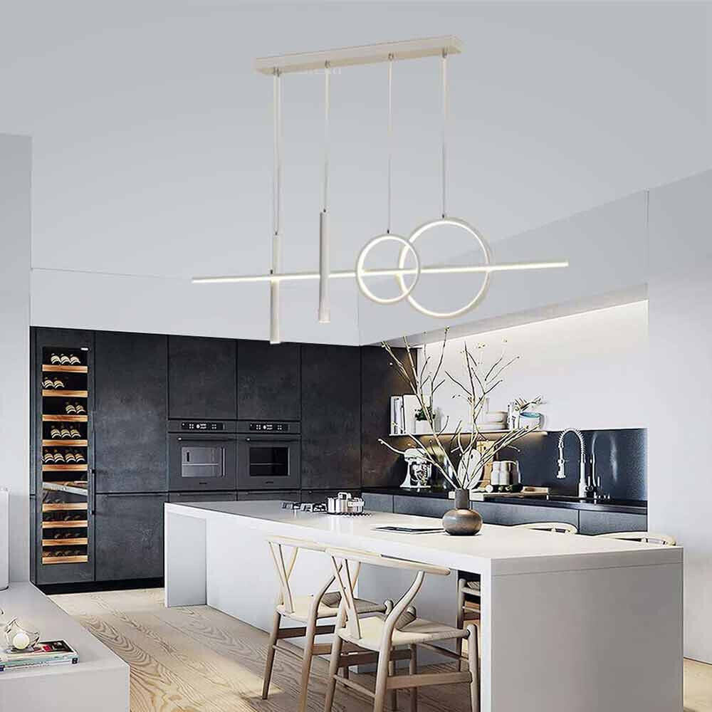 Lampadario a 2 anelli con punto luce – Bianco, luce fredda, naturale e calda regolabile - ambraled