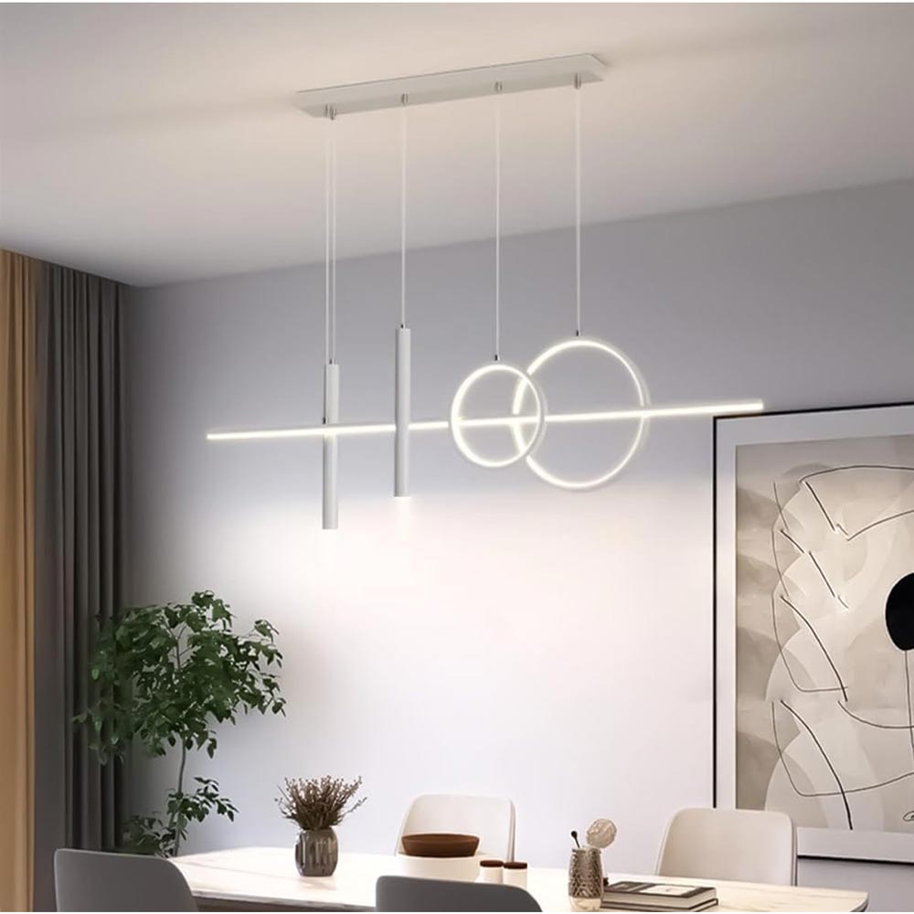 Lampadario a 2 anelli con punto luce – Bianco, luce fredda, naturale e calda regolabile - ambraled