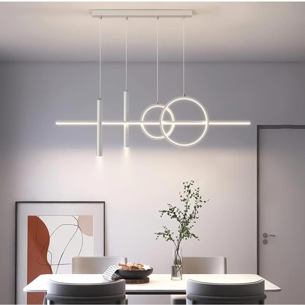 Lampadario a 2 anelli con punto luce – Bianco, luce fredda, naturale e calda regolabile - ambraled