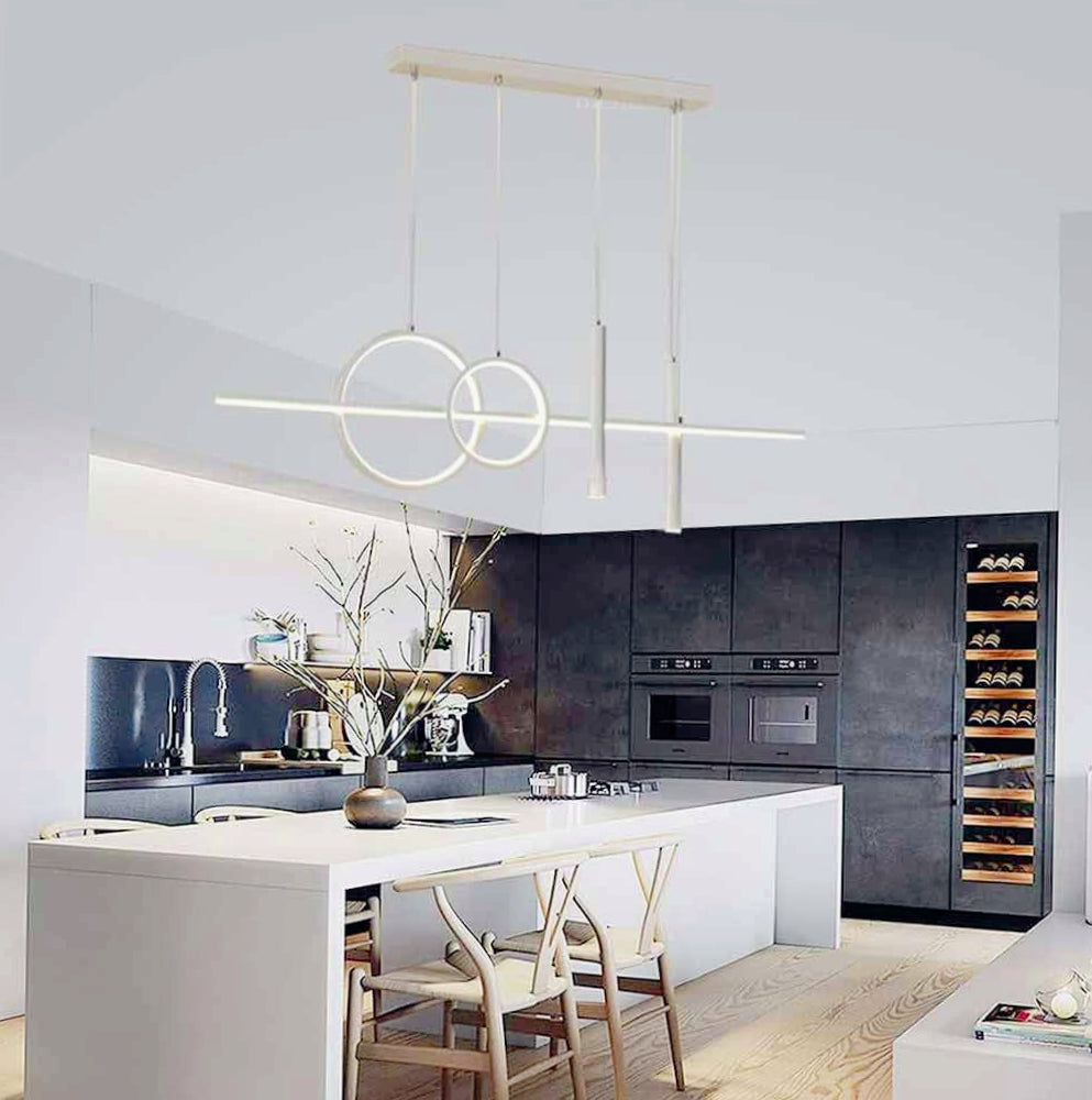 Lampadario a 2 anelli con punto luce – Bianco, luce fredda, naturale e calda regolabile - ambraled
