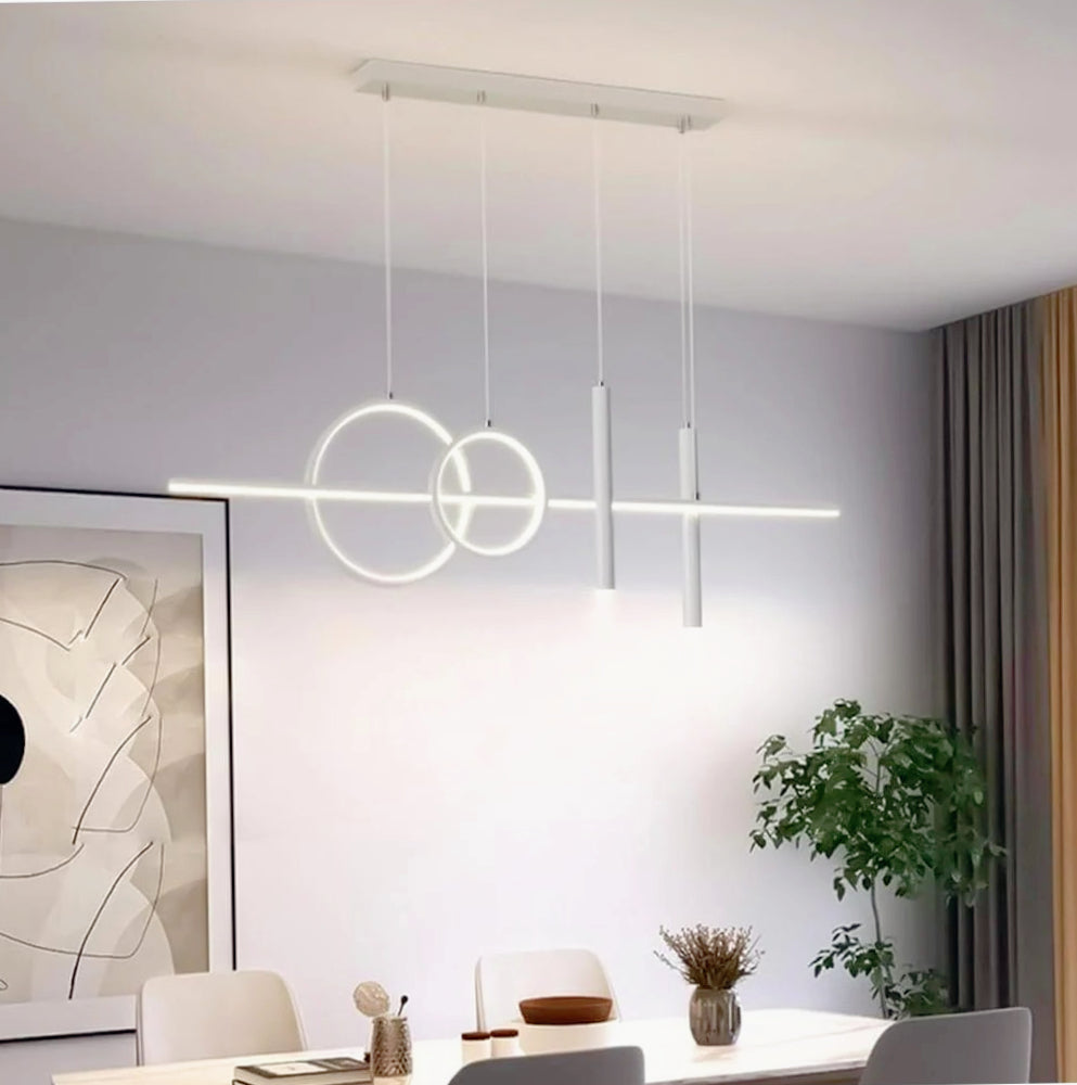 Lampadario a 2 anelli con punto luce – Bianco, luce fredda, naturale e calda regolabile - ambraled