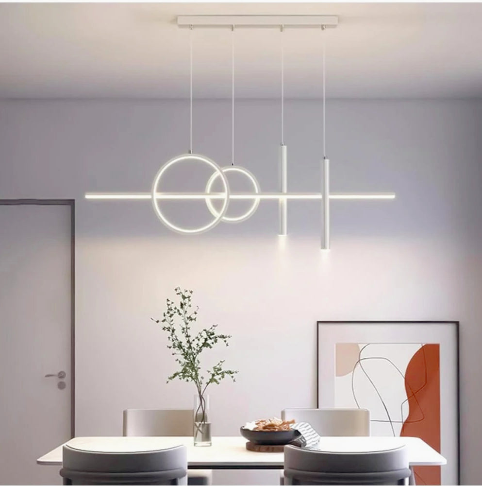 Lampadario a 2 anelli con punto luce – Bianco, luce fredda, naturale e calda regolabile - ambraled