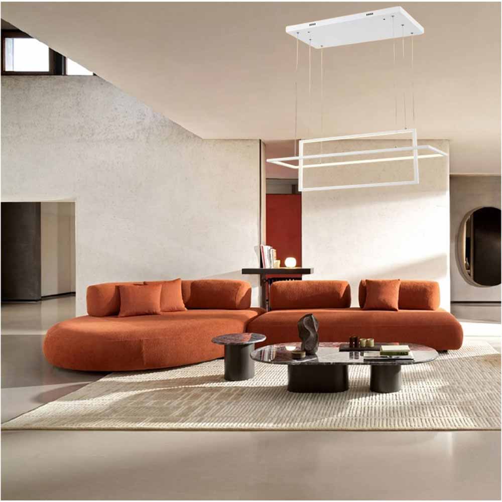 Lampadario LED geometrico 56W – 2 rettangoli, luce regolabile 6500K / 4000K / 3000K - ambraled