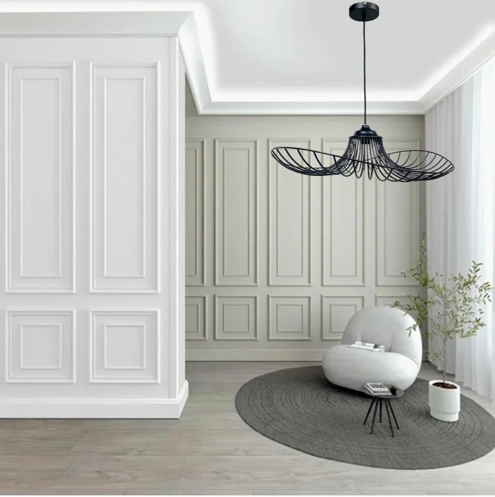 Lampadario a cappello con paralume in metallo – Attacco E27, lampada decorativa - ambraled