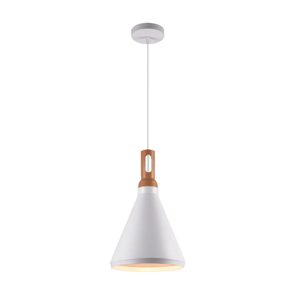 Lampadario industriale pendente – Metallo a cono, nero e bianco, base E27 - ambraled