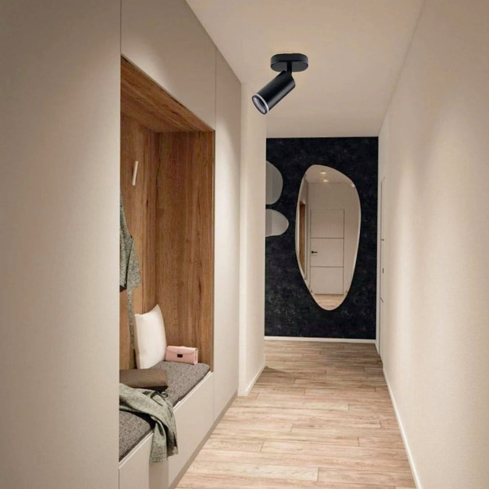 Plafoniera orientabile a 1 diffusore GU10 (installazione su soffitto o parete) - ambraled