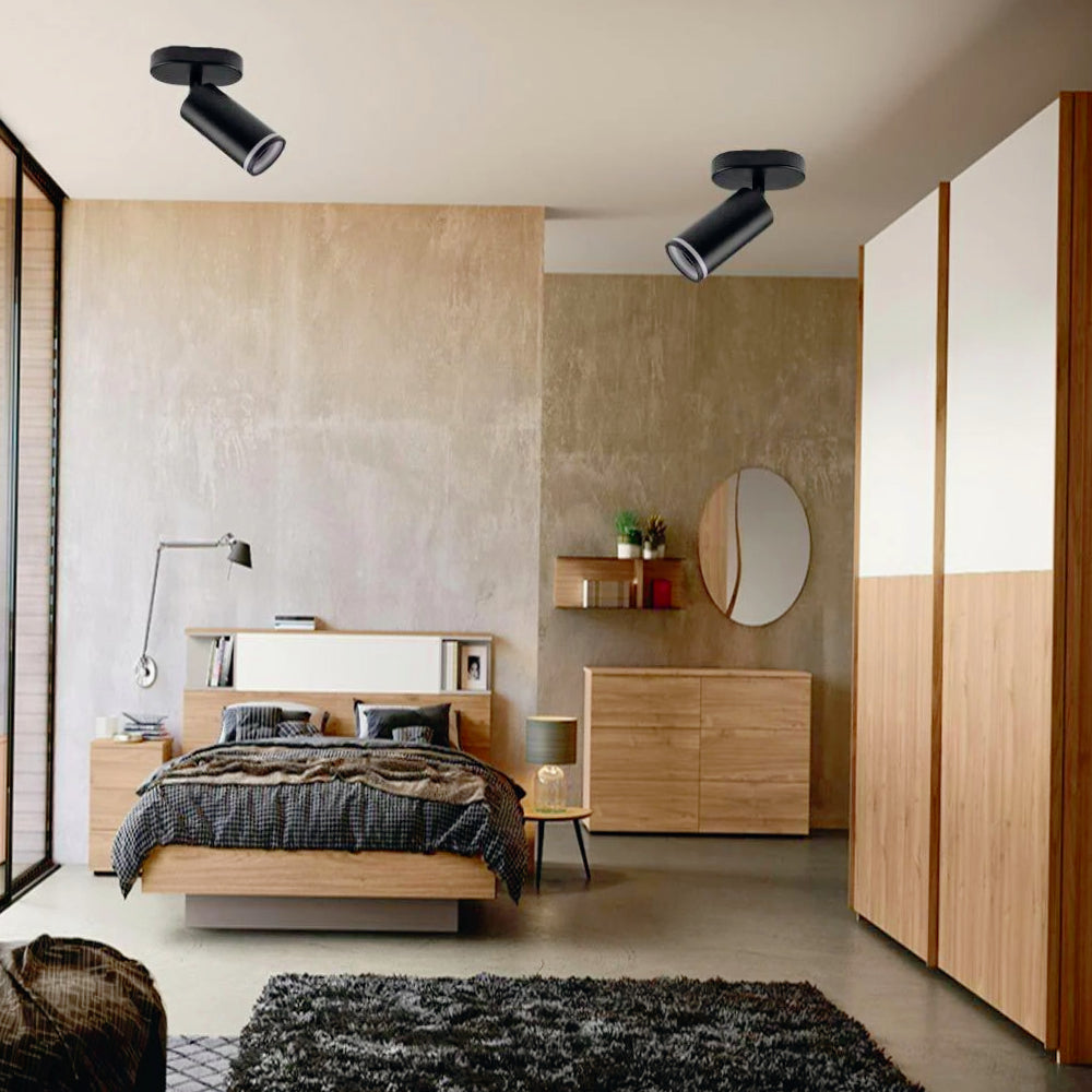 Plafoniera orientabile a 1 diffusore GU10 (installazione su soffitto o parete) - ambraled