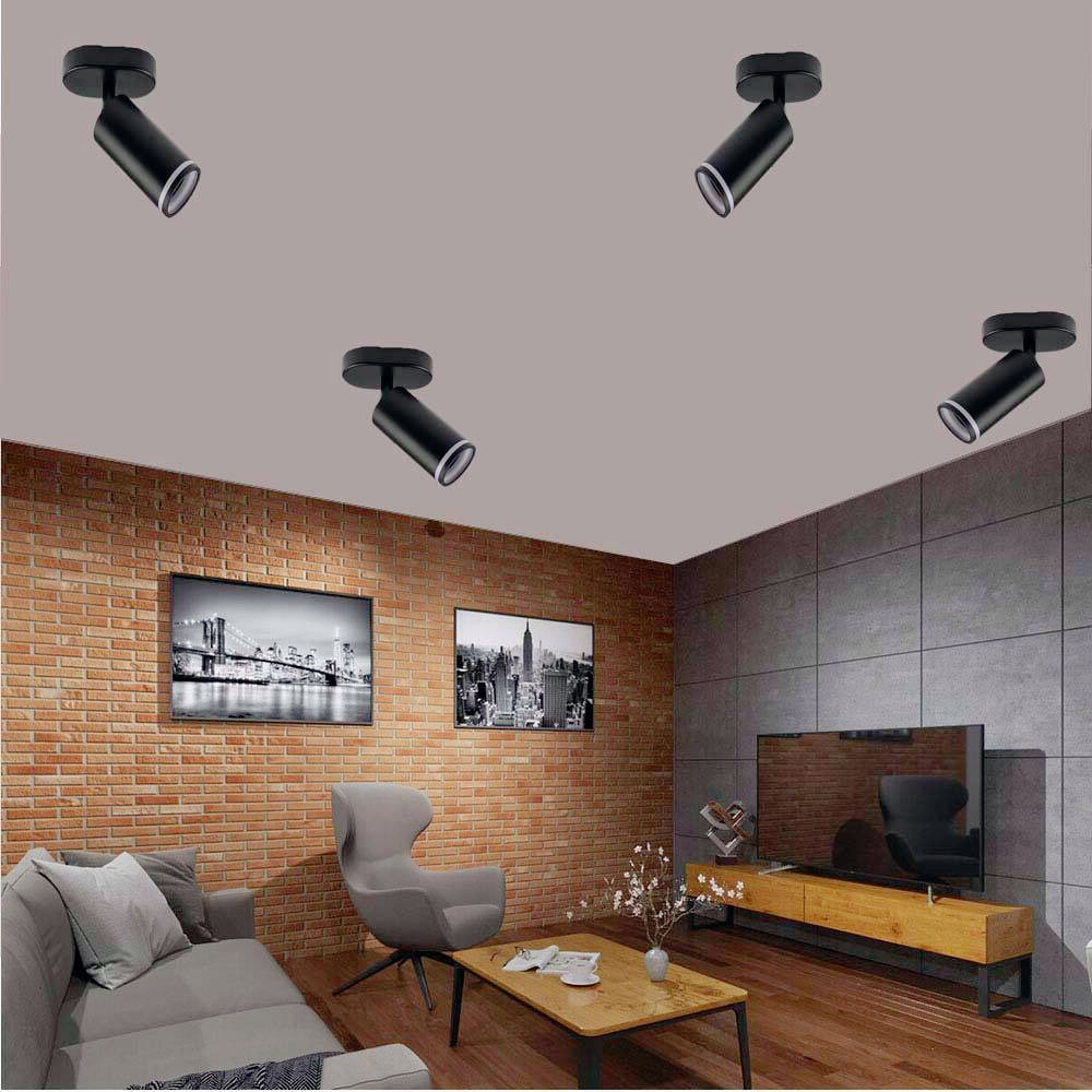 Plafoniera orientabile a 1 diffusore GU10 (installazione su soffitto o parete) - ambraled